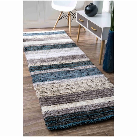 Nuloom Drey Striped Shag Area Rug 2ft 6in x 12ft HJZOM1B-26012